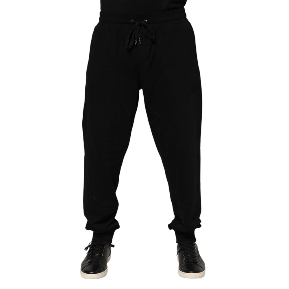 Dolce & Gabbana Black Cotton Logo Tape Men Jogger Pants PAN76327-54