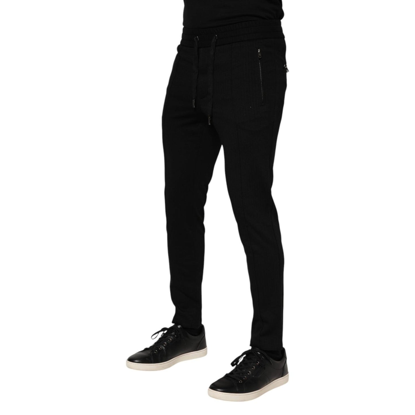 Dolce & Gabbana Black Viscose Drawstring Men Jogger Pants PAN76336-44