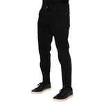 Dolce & Gabbana Black Cotton Logo Plaque Slim Fit Denim Jeans PAN76341-52