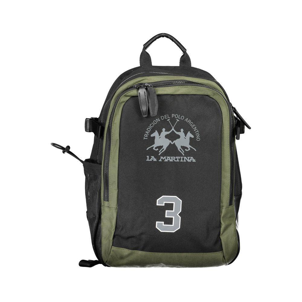 La Martina Black Polyester Backpack LA-20561