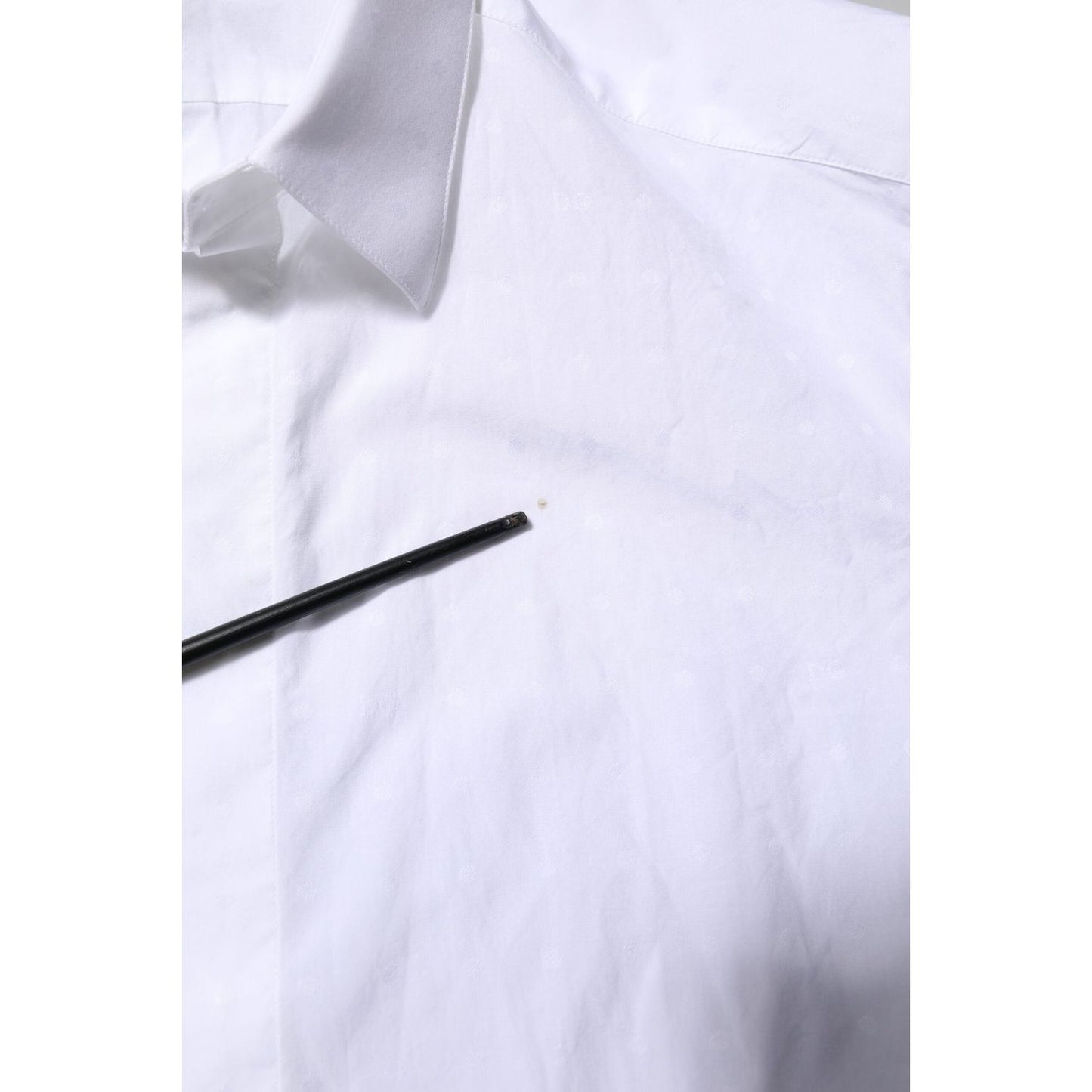 Dolce & Gabbana White Cotton GOLD Dress Formal Shirt TSH90569-40