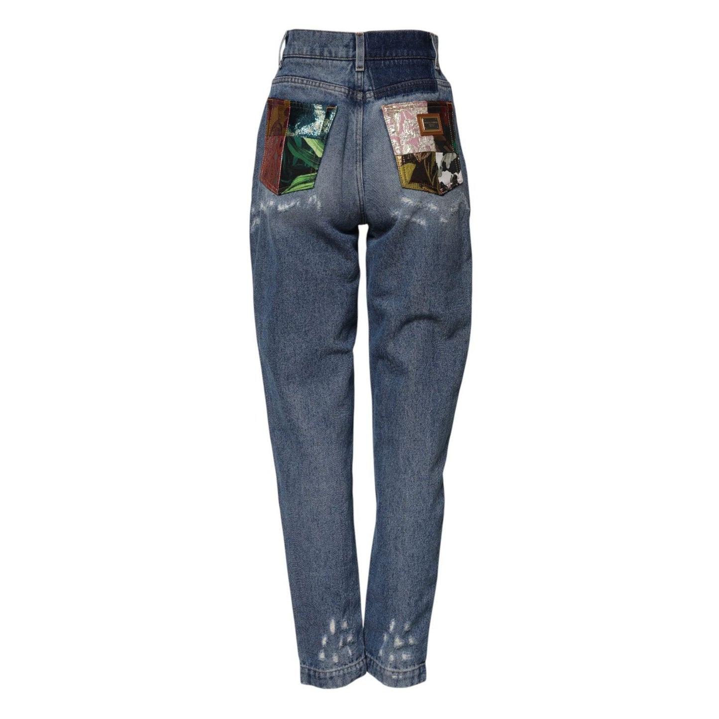 Dolce & Gabbana Blue Cotton Tattered High Waist Denim Jeans PAN75100-38