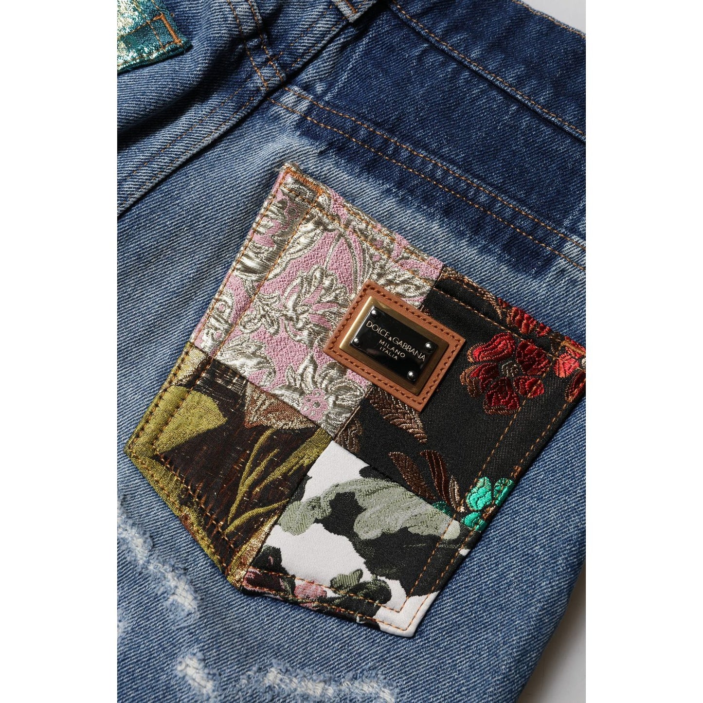 Dolce & Gabbana Blue Cotton Tattered High Waist Denim Jeans PAN75100-38