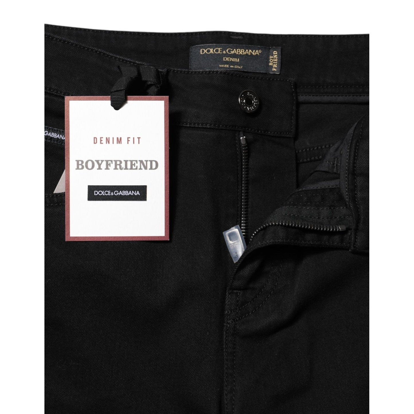 Dolce & Gabbana Black Boyfriend Cotton Mid Waist Denim Jeans PAN75103-36