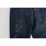 Costume National Chic Blue Wash Painted Slim Fit Jeans Costume National Dark Slate Gray
