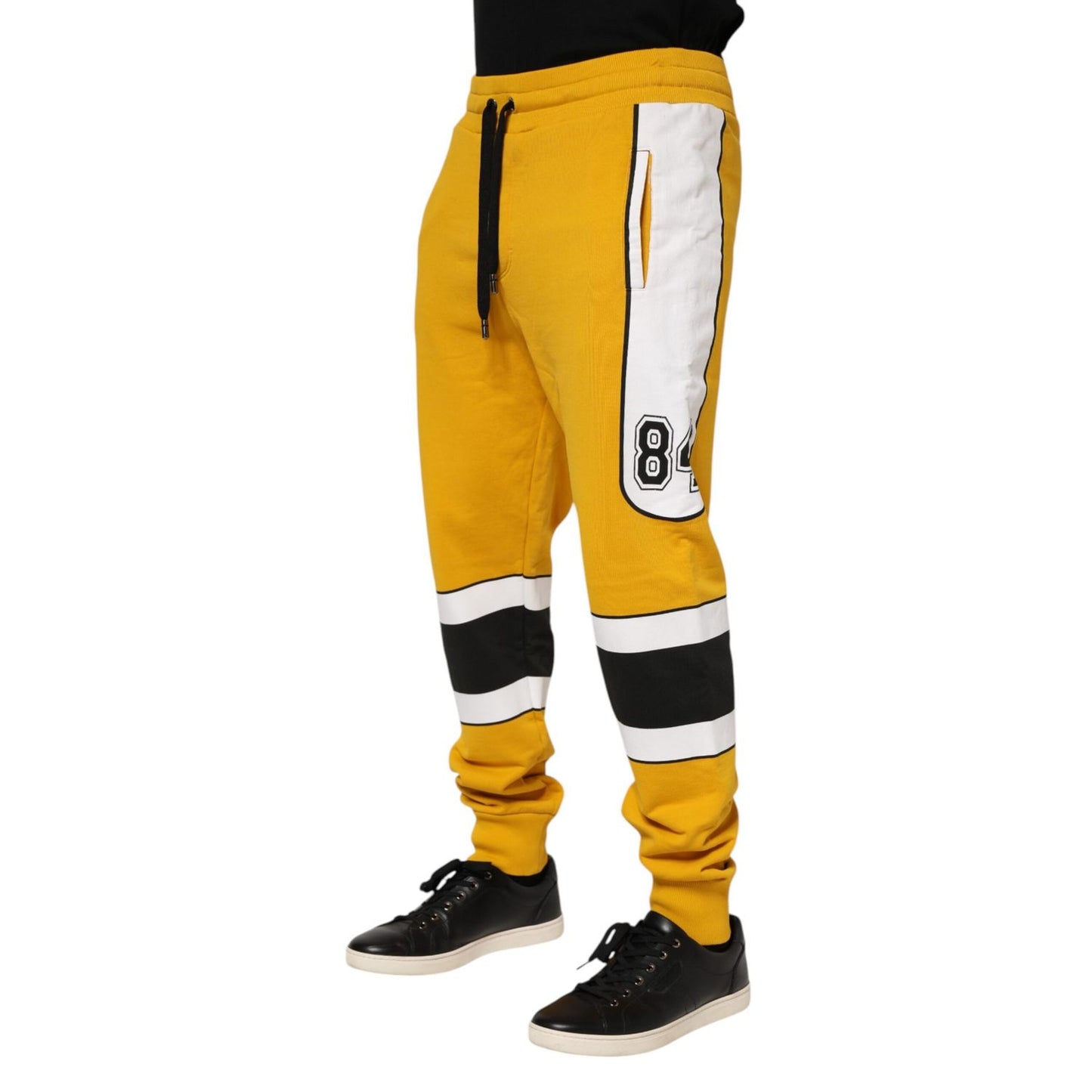 Dolce & Gabbana Yellow Cotton Printed Sweatpants Jogger Pants PAN76387-50
