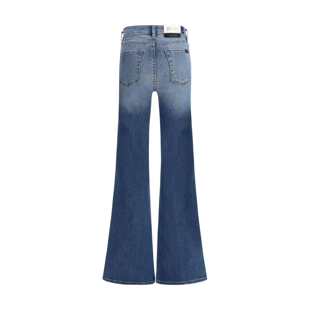 7FOR Bootcut Mimosa JeansThe Mimosa cotton Jeans from 7For is a five-pocket flared style. It features a button-and-zip front closure and belt loops on the waistband. The brand’s iconic signature leather patch, pressure-printed on the back, adds a distinct