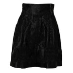 Dolce & Gabbana Black Floral Embroidery Silk High Waist Shorts PAN75542-40