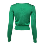 Dolce & Gabbana Green Floral Detailing Silk Pullover Sweater