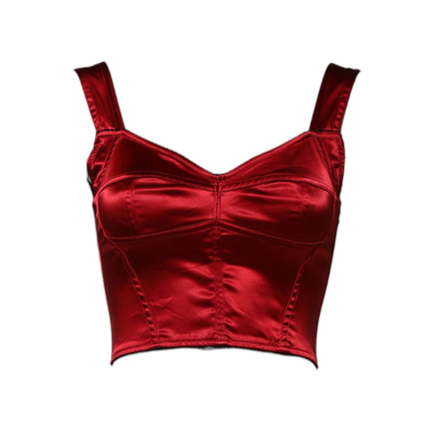 Dolce & Gabbana Red Bustier Sleeveless Corset Cropped Top