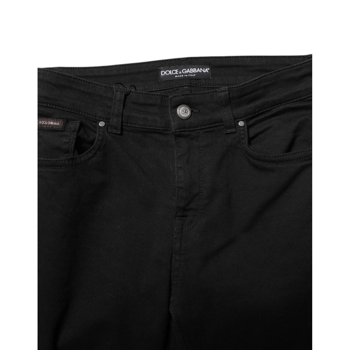 Dolce & Gabbana Black Cotton Logo Skinny Mid Waist Denim Jeans PAN74227-40