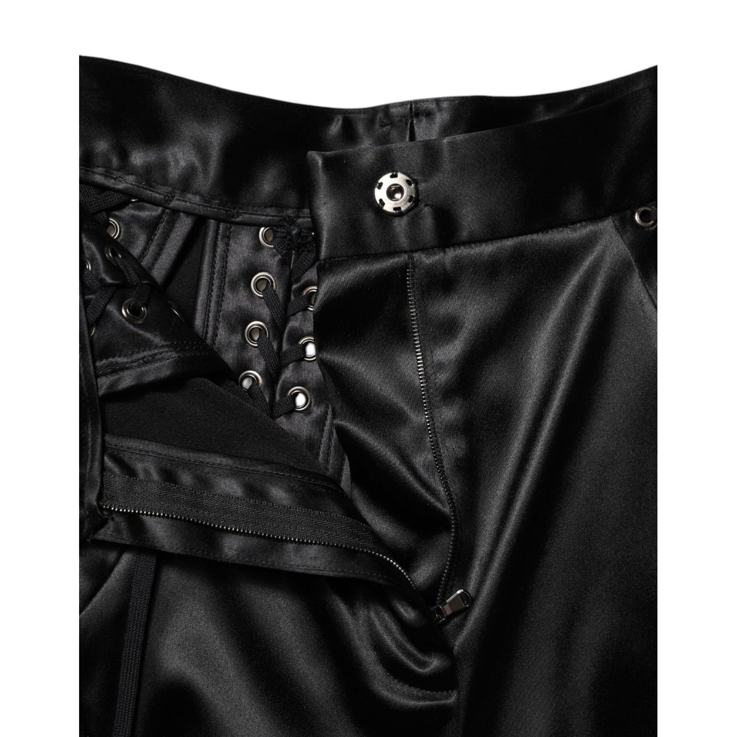 Dolce & Gabbana Black Lace Details High Waist Skinny Pants PAN74957-40