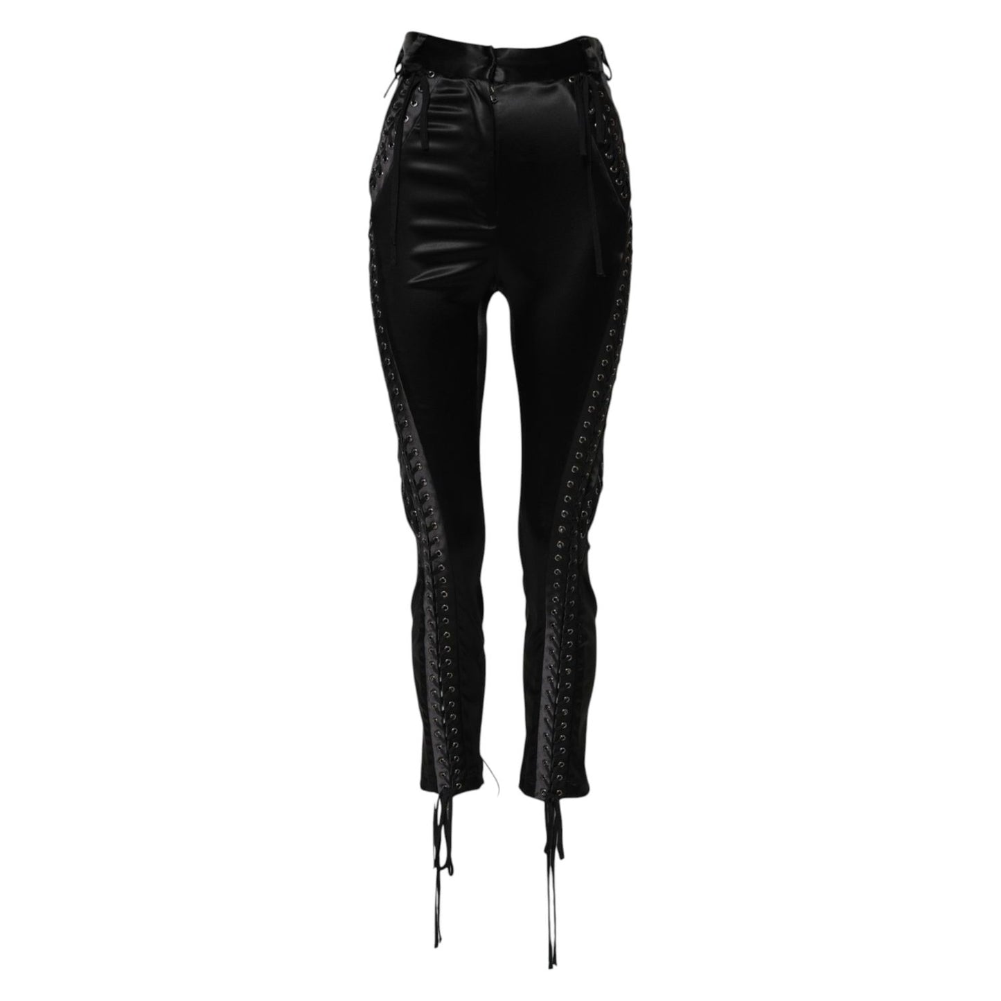 Dolce & Gabbana Black Lace Details High Waist Skinny Pants PAN74957-40