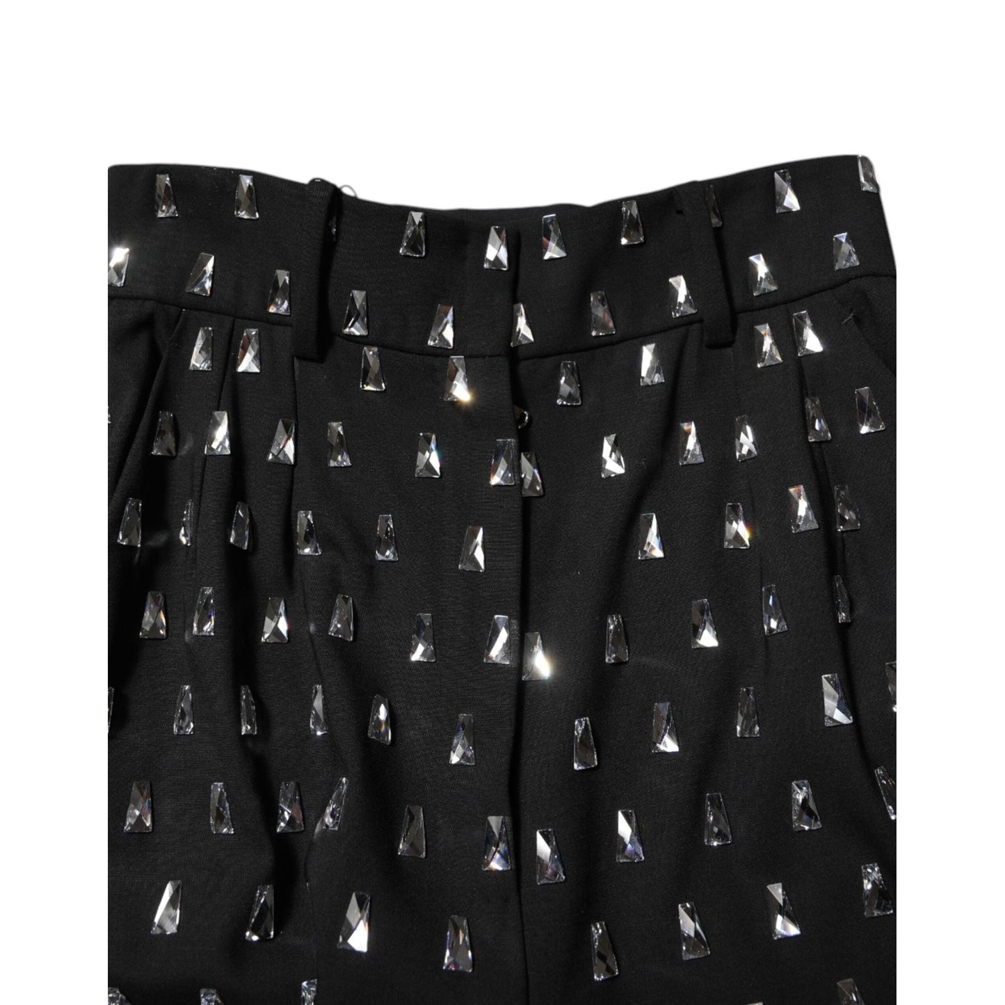 Dolce & Gabbana Black Crystal Embellished Wide Leg Pants PAN75527-40