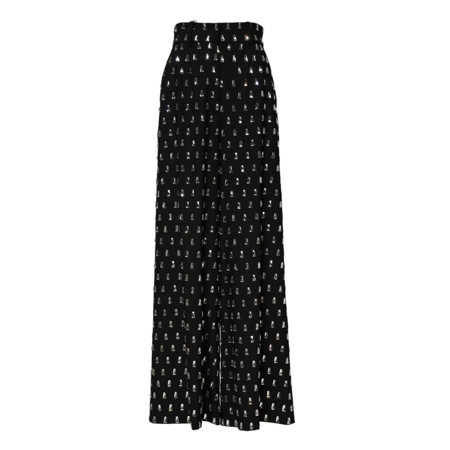 Dolce & Gabbana Black Crystal Embellished Wide Leg Pants PAN75527-40