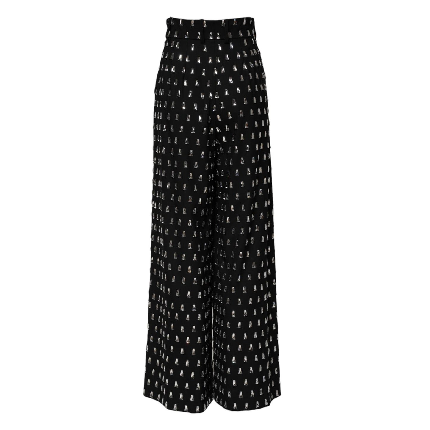 Dolce & Gabbana Black Crystal Embellished Wide Leg Pants PAN75527-40