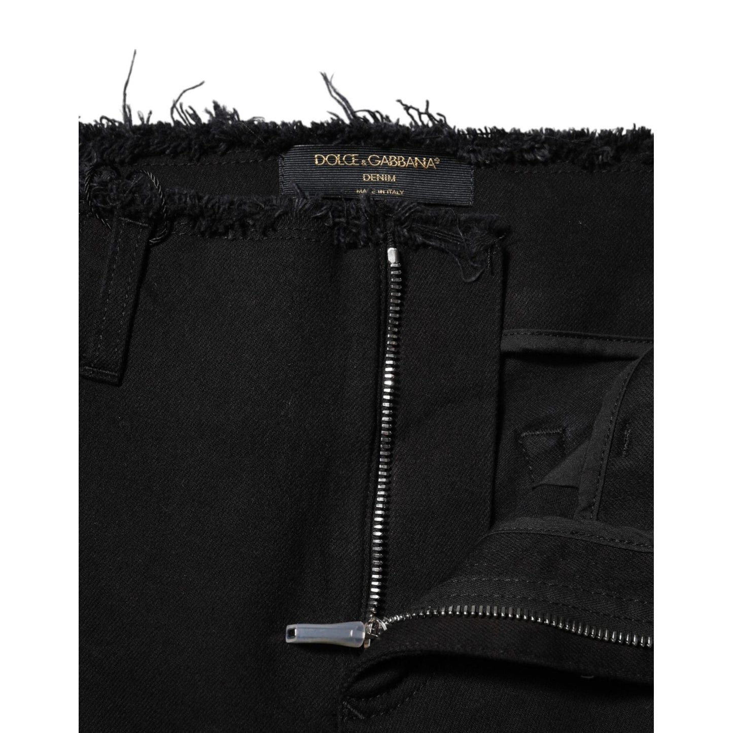 Dolce & Gabbana Black Cotton Mid Waist Flared Denim Jeans PAN75631-40