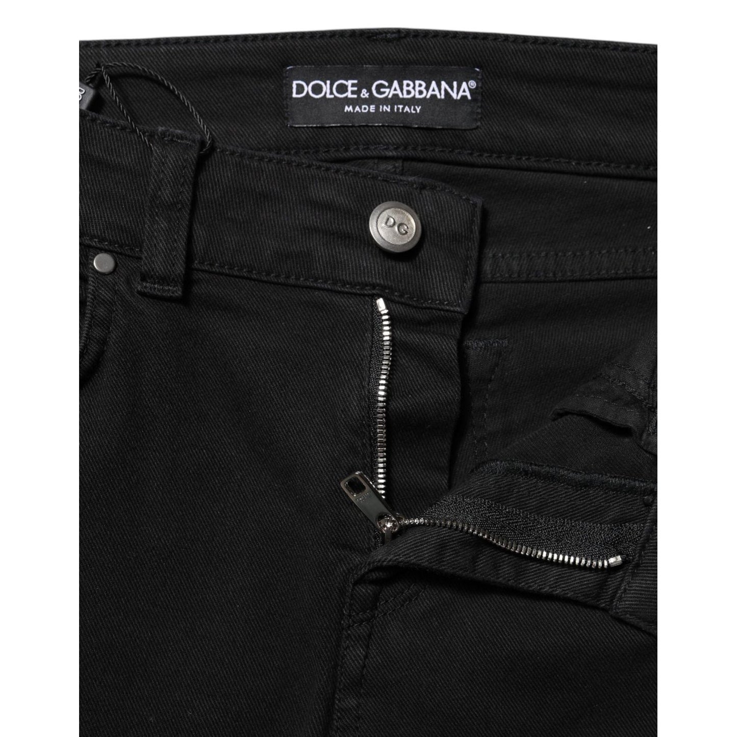 Dolce & Gabbana Black Cotton Skinny Mid Waist Denim Jeans PAN75632-36