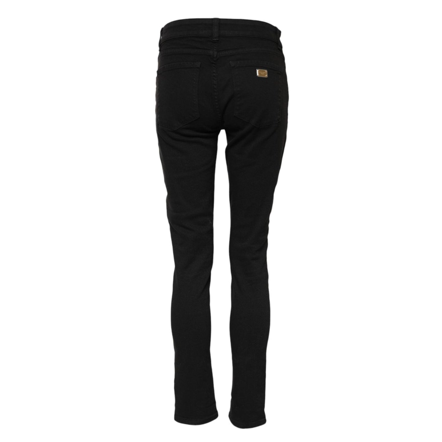 Dolce & Gabbana Black Cotton Logo Skinny Mid Waist Denim Jeans PAN75639-40