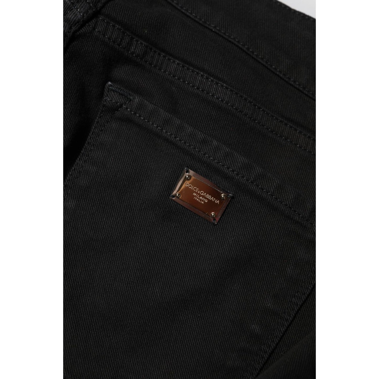 Dolce & Gabbana Black Cotton Logo Skinny Mid Waist Denim Jeans PAN75639-40