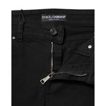 Dolce & Gabbana Black Cotton Logo Skinny Mid Waist Denim Jeans PAN75639-40