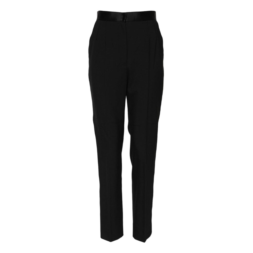 Dolce & Gabbana Black Wool Tapered High Waist Pants PAN75640-40