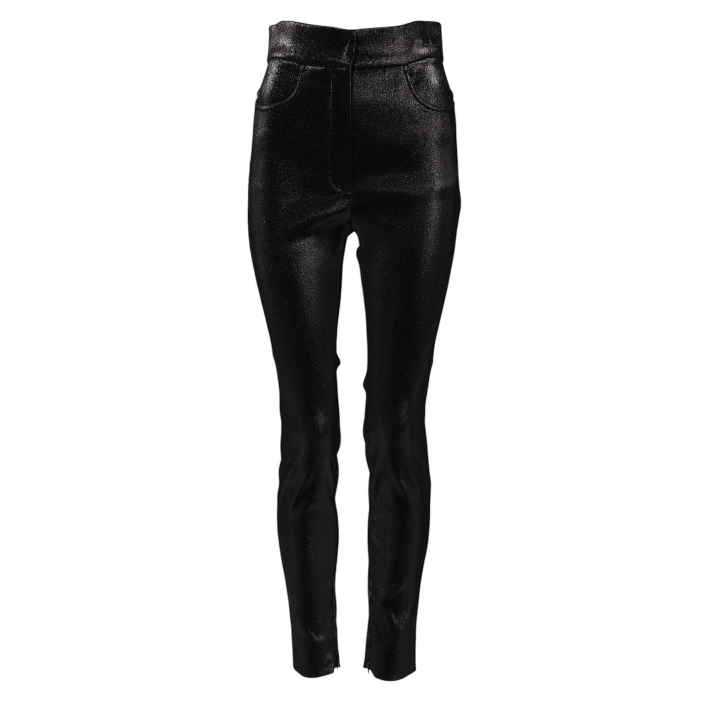 Dolce & Gabbana Black Cotton Stretch Lurex Thread Skinny Pants PAN75682-40
