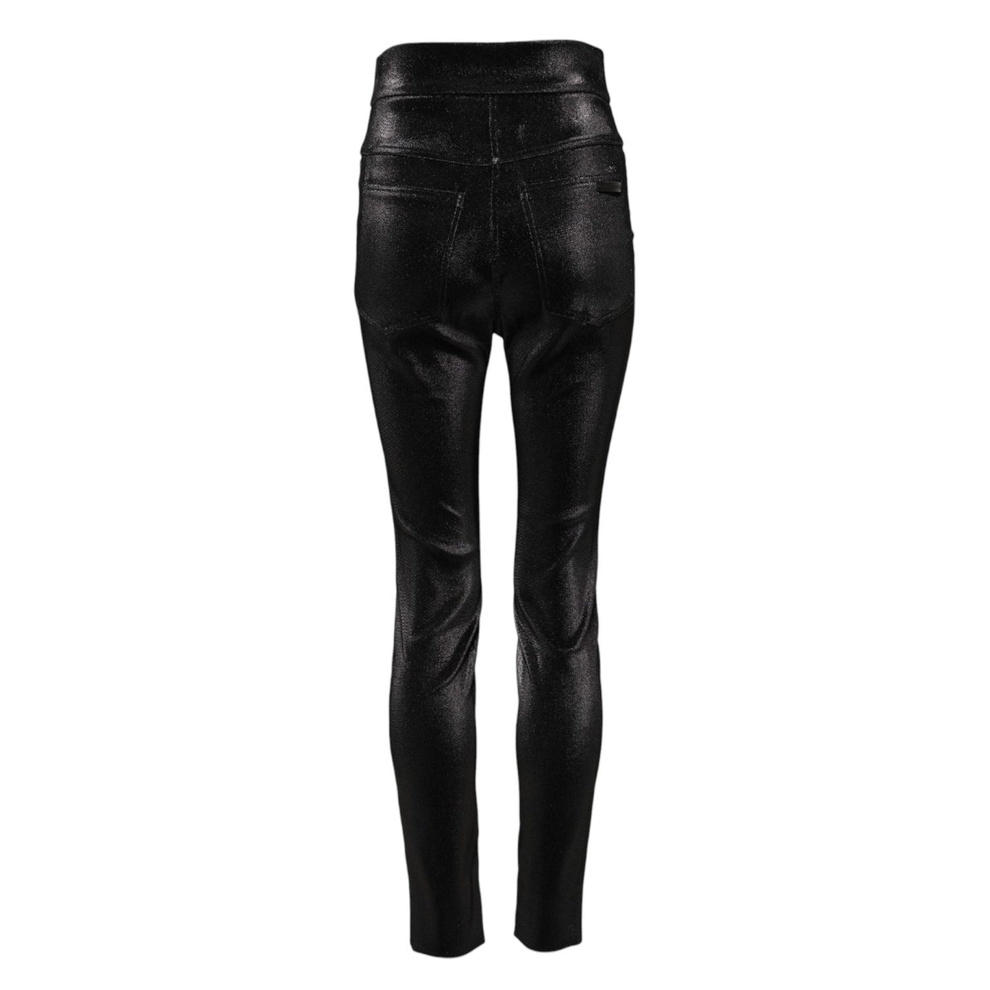Dolce & Gabbana Black Cotton Stretch Lurex Thread Skinny Pants PAN75682-40