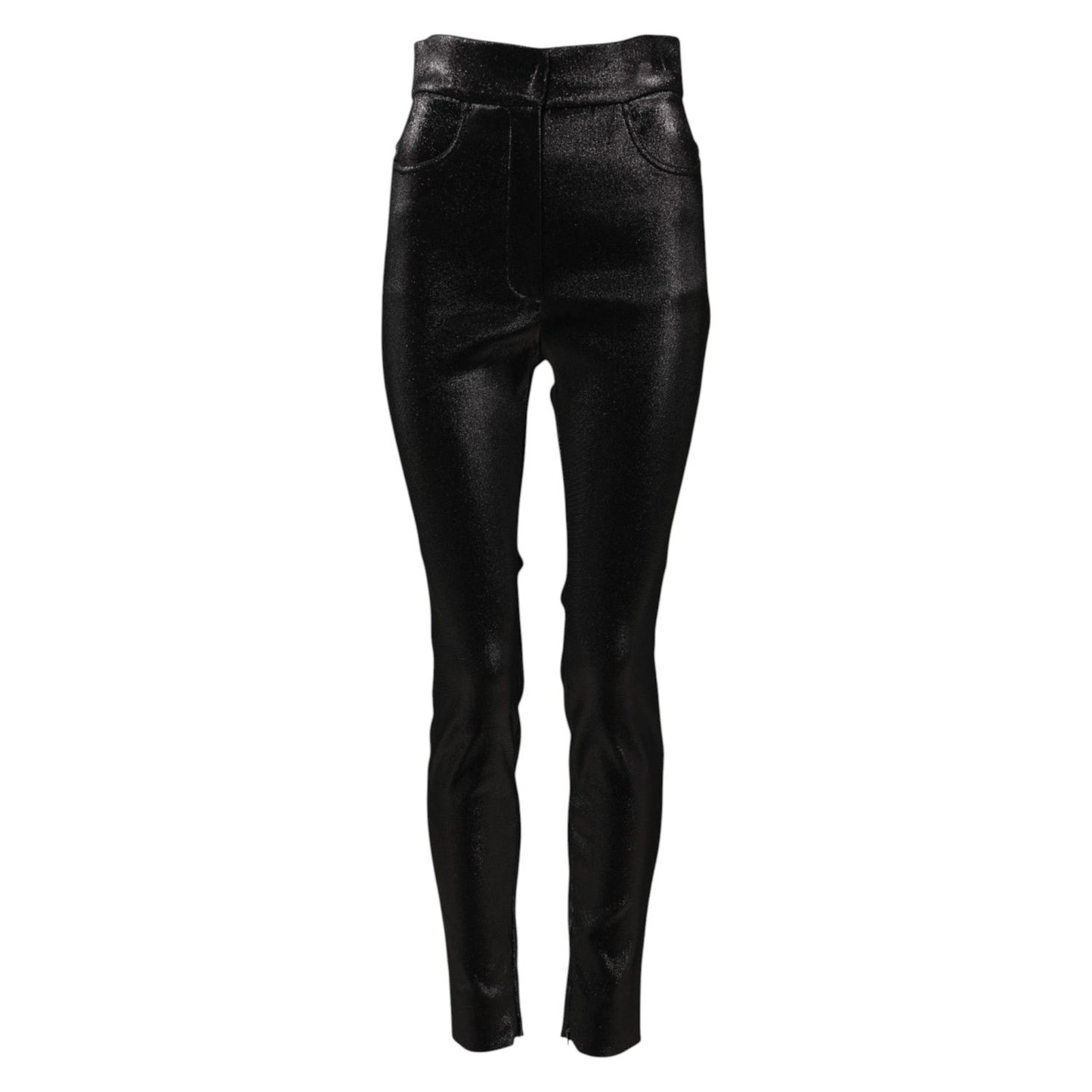 Dolce & Gabbana Black Cotton Stretch Lurex Thread Skinny Pants PAN75682-40