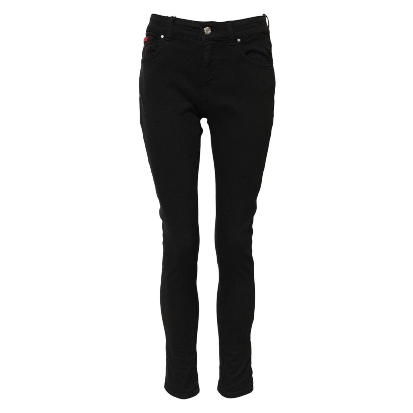 Dolce & Gabbana Black Cotton Logo Skinny Mid Waist Denim Jeans PAN75955-38