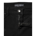 Dolce & Gabbana Black Cotton Logo Skinny Mid Waist Denim Jeans PAN75955-38