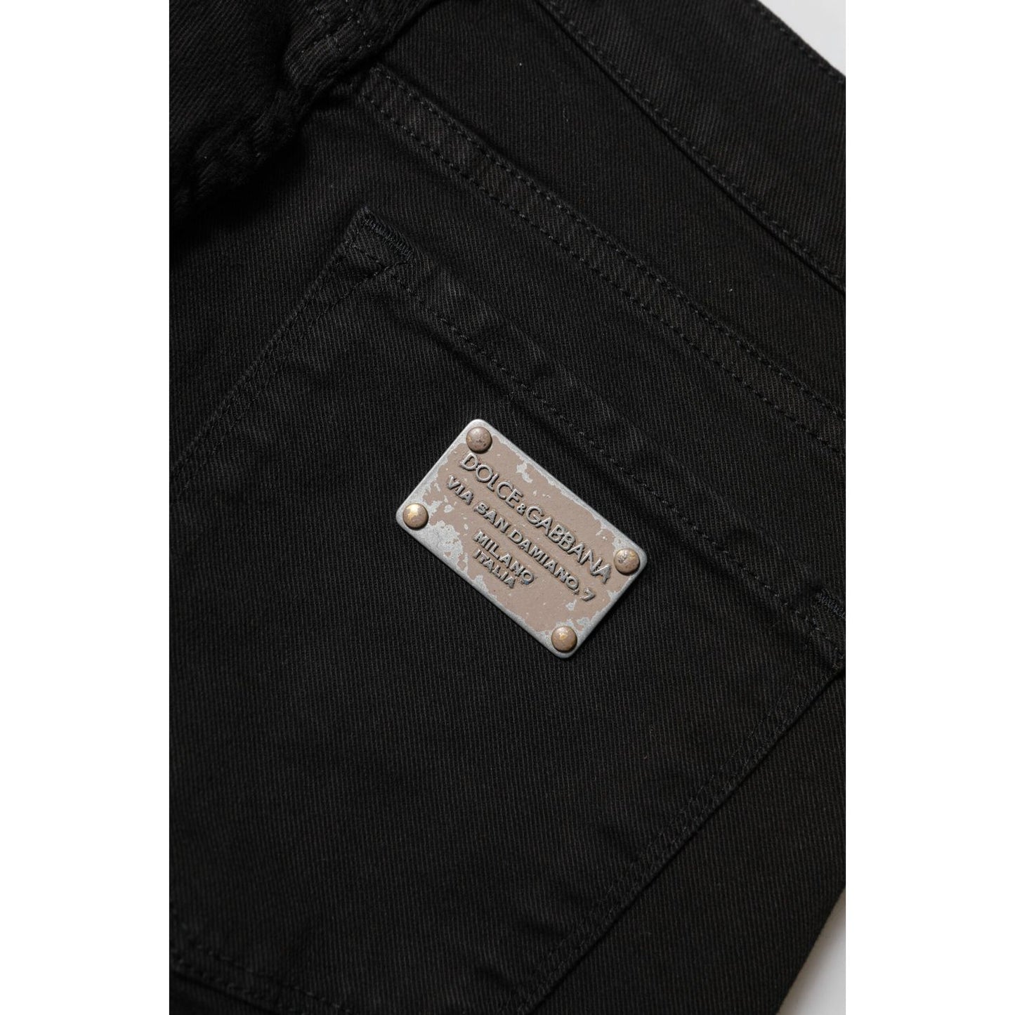 Dolce & Gabbana Black Cotton Logo Skinny Mid Waist Denim Jeans PAN75955-38