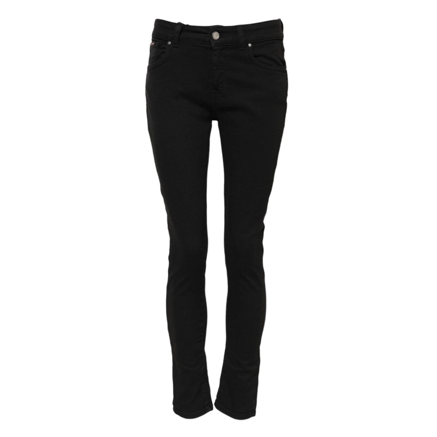 Dolce & Gabbana Black Cotton Logo Skinny Mid Waist Denim Jeans PAN75980-38