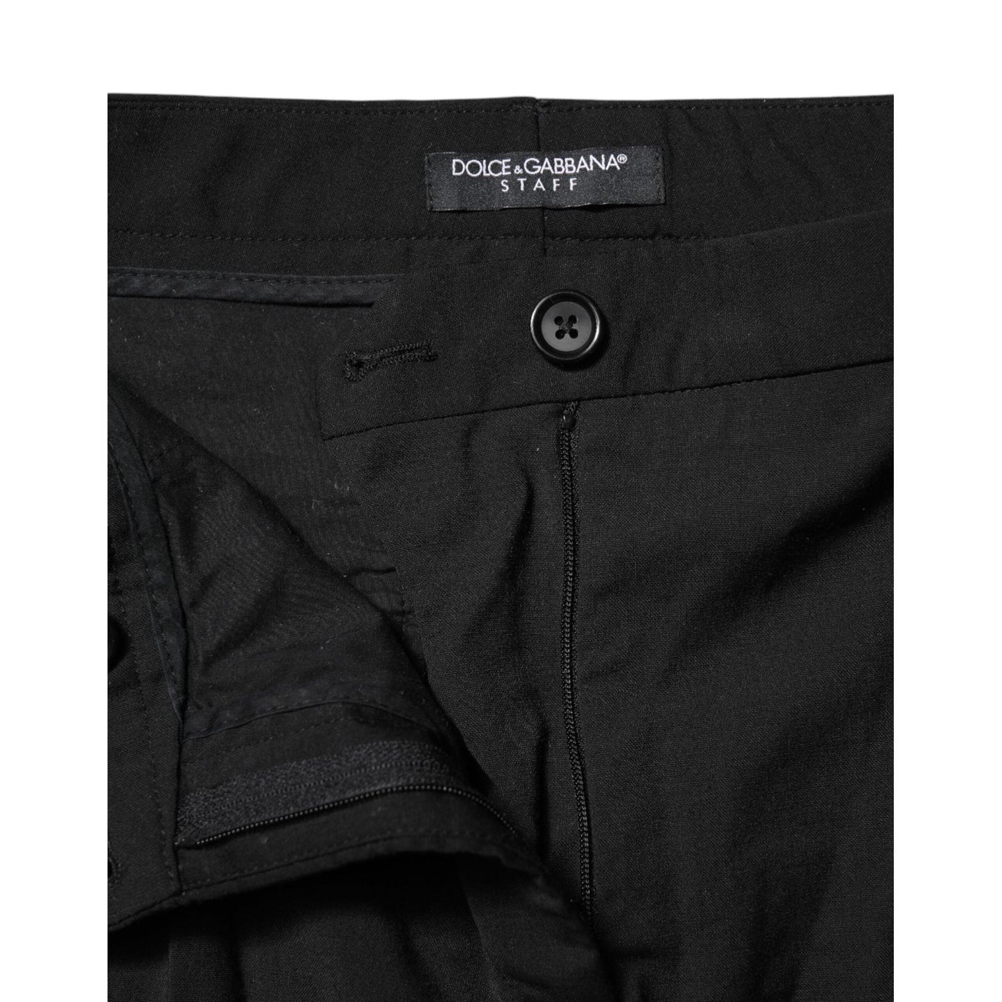 Dolce & Gabbana Black STAFF Mid Waist Tapered Pants PAN75992-38