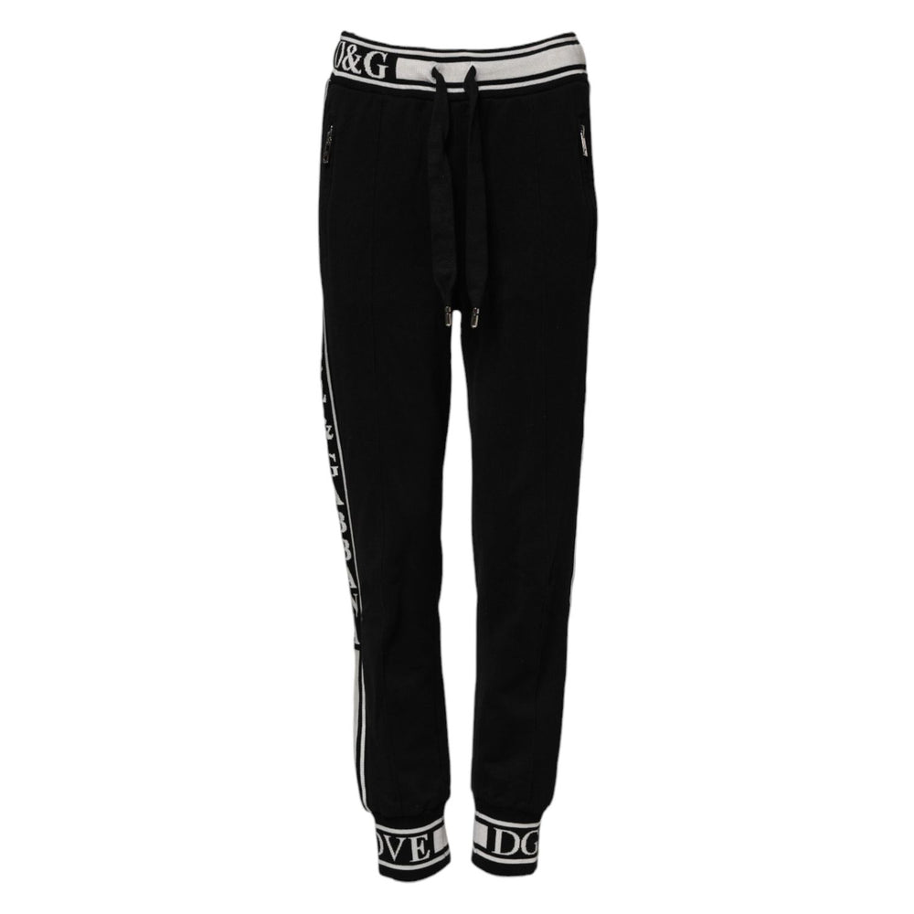 Dolce & Gabbana Black Cotton Jogger Logo Waist Pants PAN76103-38