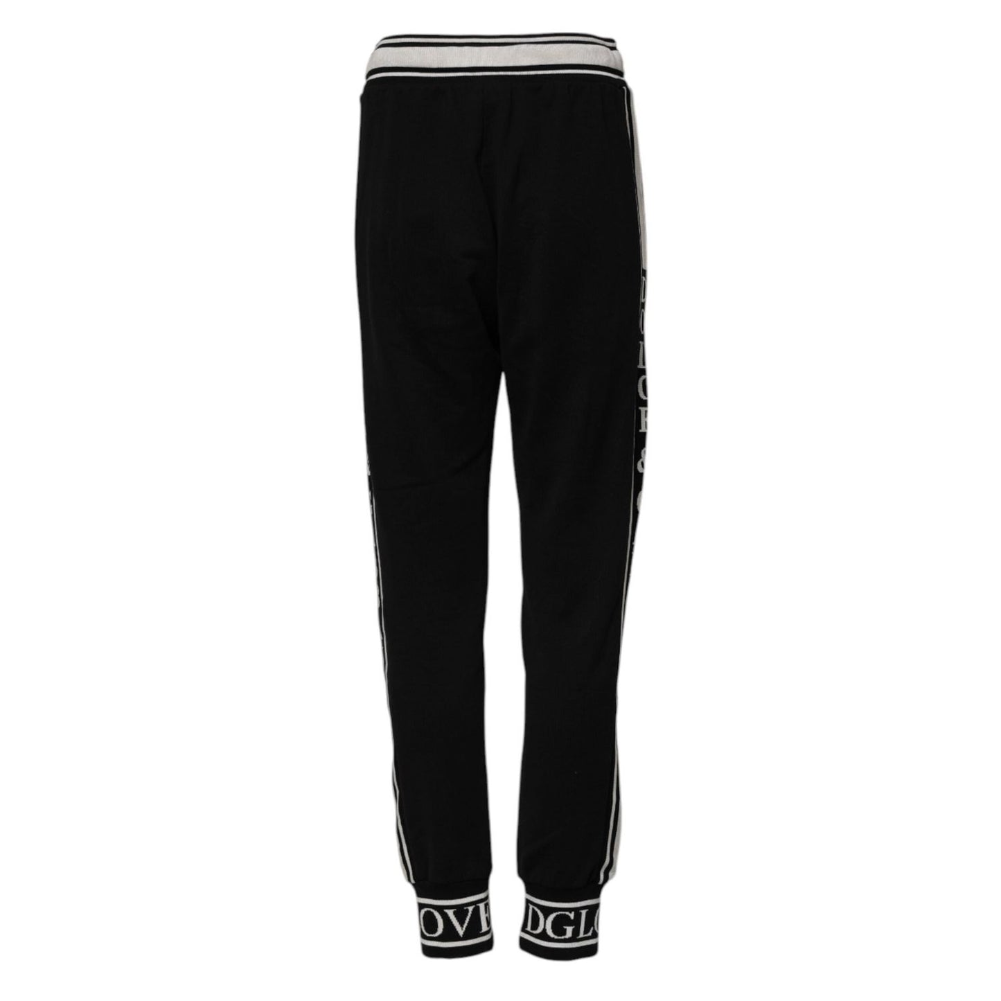 Dolce & Gabbana Black Cotton Jogger Logo Waist Pants PAN76103-38