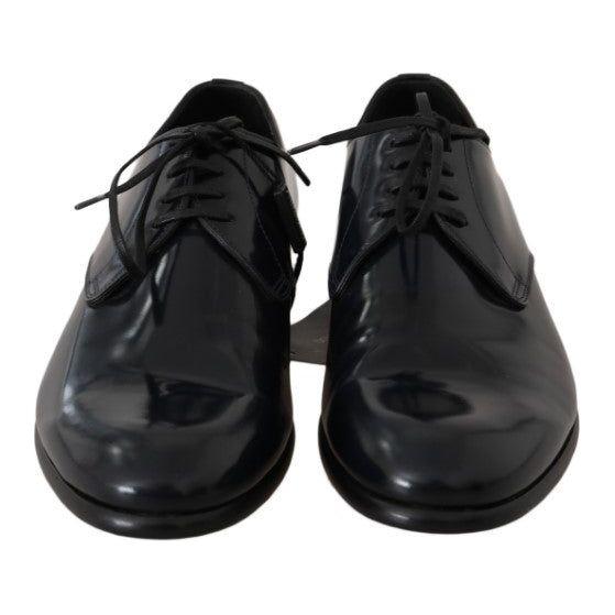 Dolce & Gabbana Elegant Dark Blue Leather Derby Shoes Dolce & Gabbana Dark Slate Gray