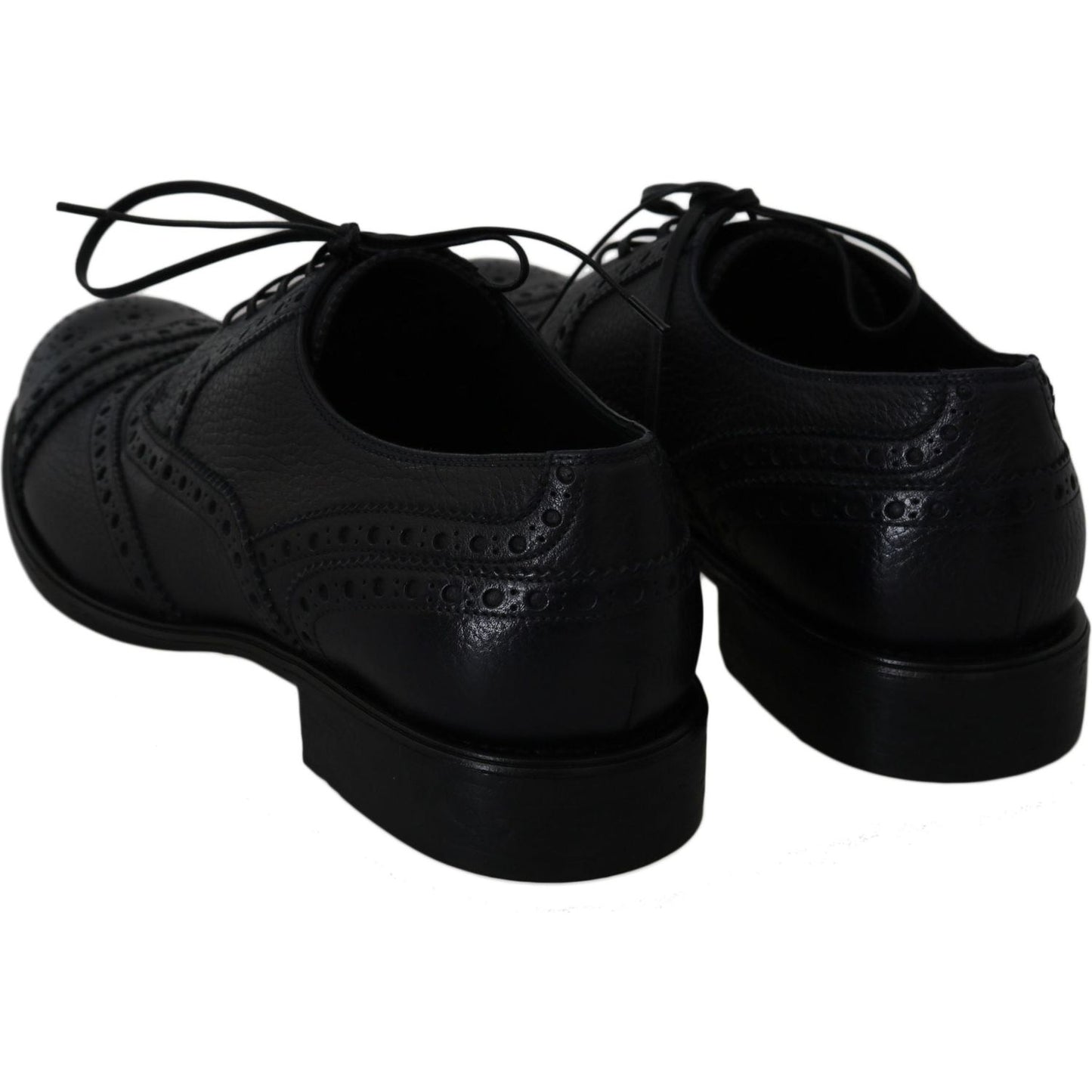 Dolce & Gabbana Elegant Dark Blue Wingtip Derby Dress Shoes Dolce & Gabbana Black