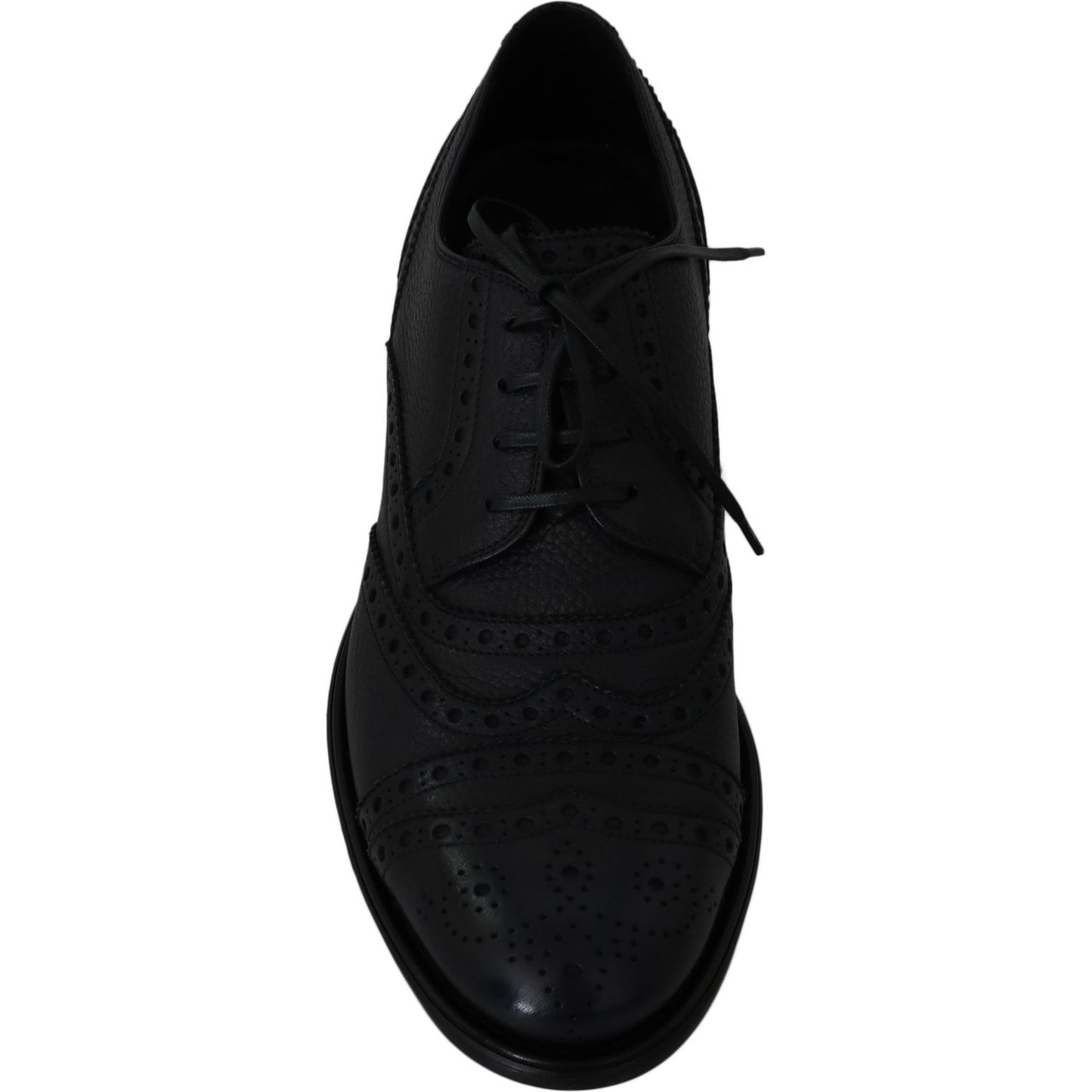 Dolce & Gabbana Elegant Dark Blue Wingtip Derby Dress Shoes Dolce & Gabbana Black