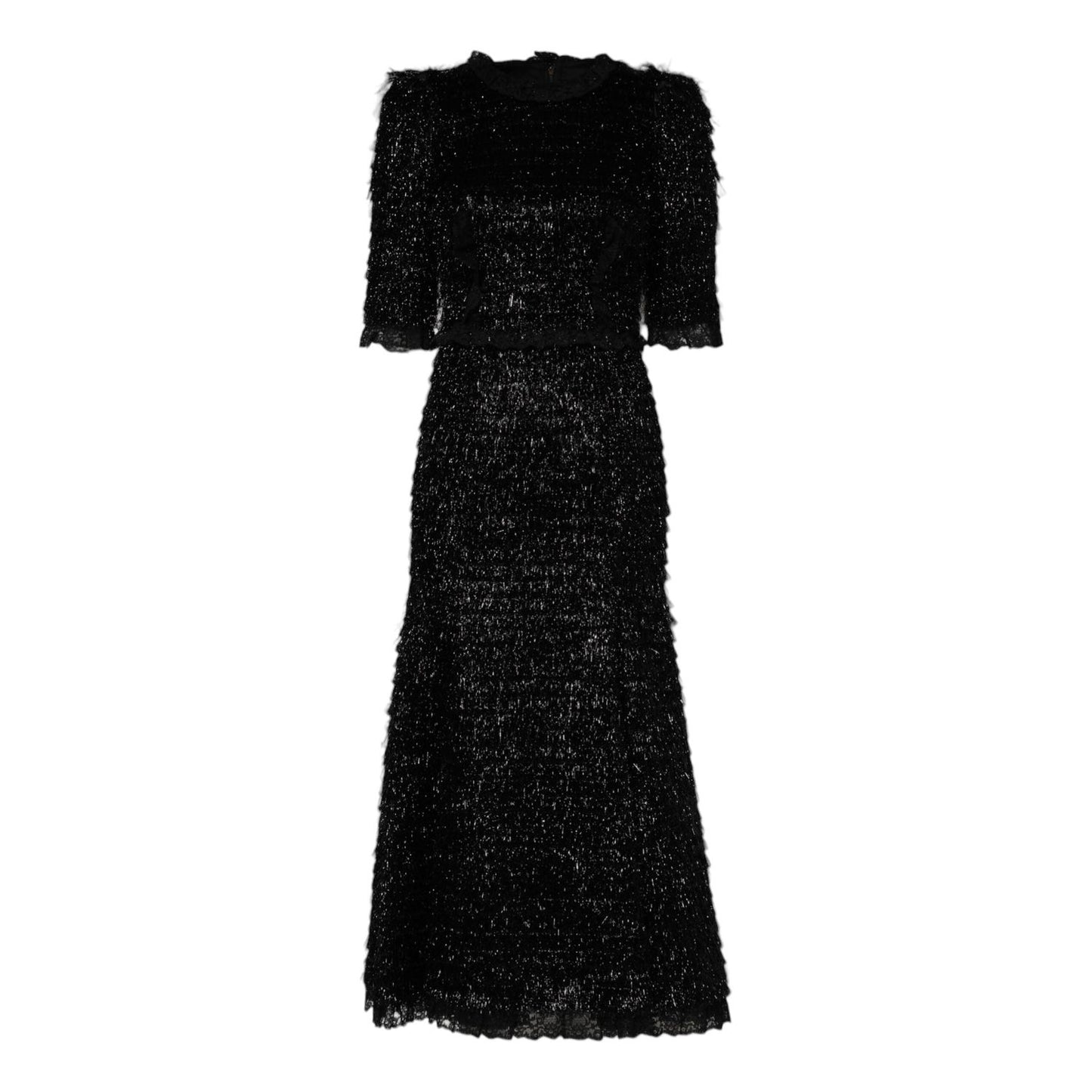 Dolce & Gabbana Metallic Black Polyester A-line Midi Dress DR81729-36