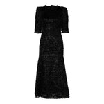 Dolce & Gabbana Metallic Black Polyester A-line Midi Dress DR81729-36