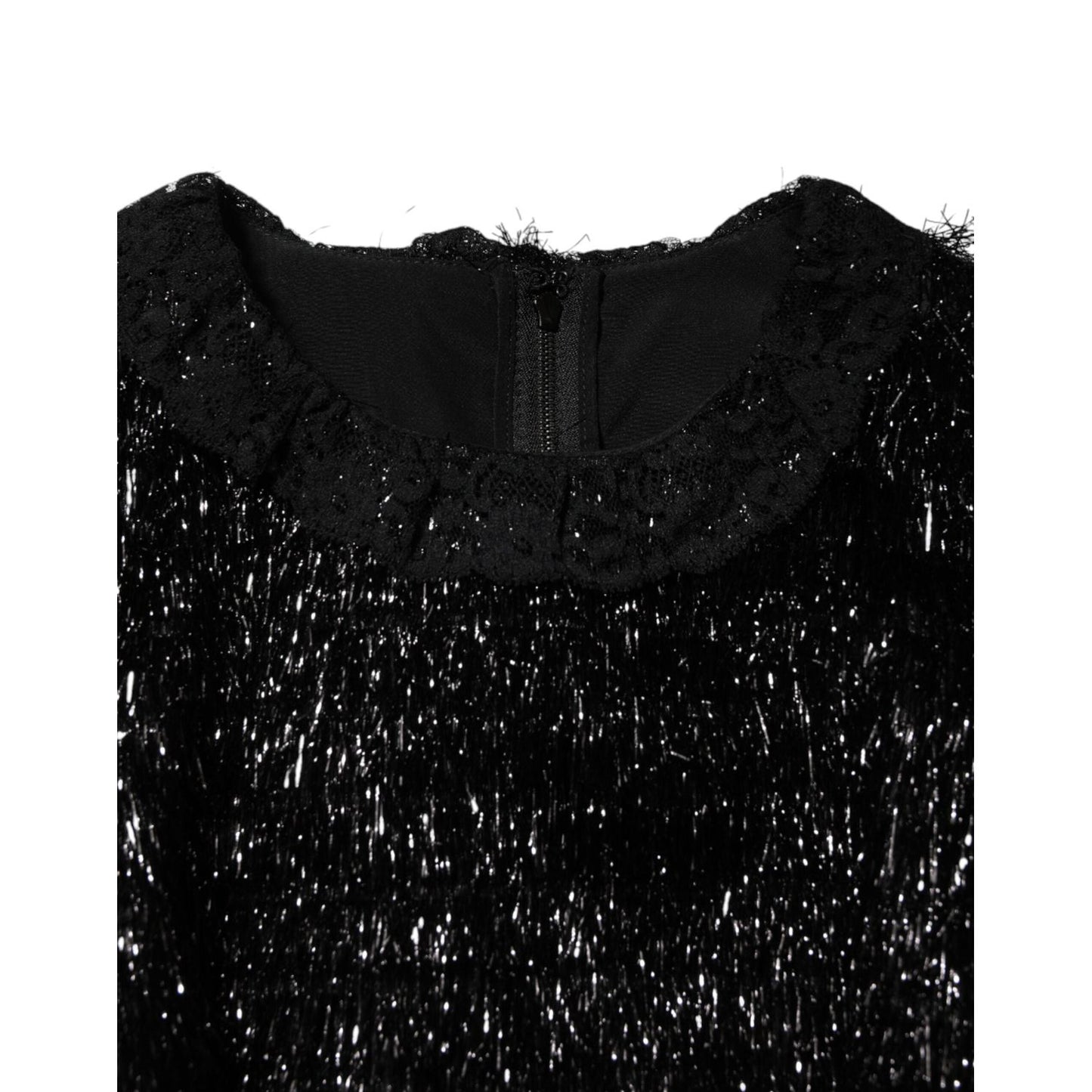Dolce & Gabbana Metallic Black Polyester A-line Midi Dress DR81729-36
