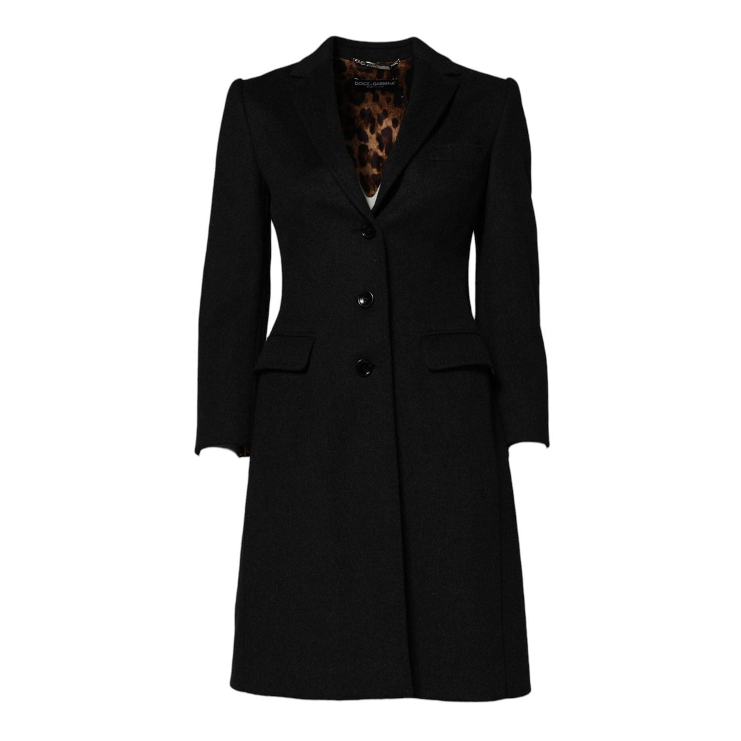 Dolce & Gabbana Black Wool Long Sleeves Trench Coat Jacket JKT3706-36