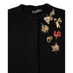 Dolce & Gabbana Black Cashmere Quilted Embellished Jacket JKT41404-36