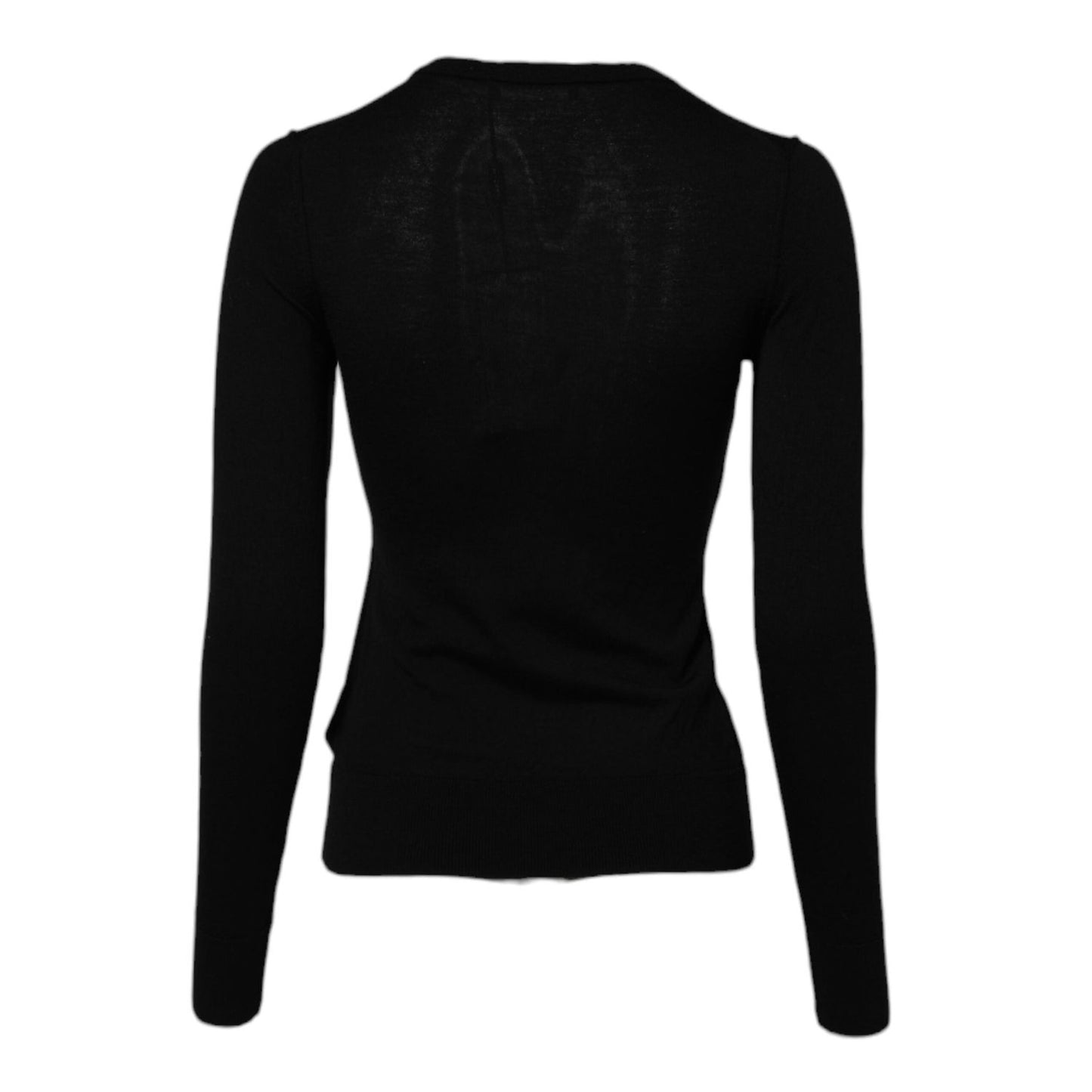 Dolce & Gabbana Black Wool Knit Crew Neck Cardigan Sweater TSH2274-40
