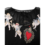 Dolce & Gabbana Black Sacred Heart Embroidered Crewneck Top TSH86833-36