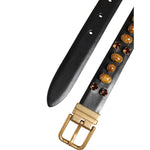 Dolce & Gabbana Black Leather Studded Gold Tone Buckle Belt BEL9255-85