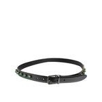 Dolce & Gabbana Black Leather Studded Silver Tone Buckle Belt BEL9256-90
