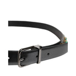 Dolce & Gabbana Black Leather Studded Silver Tone Buckle Belt BEL9256-90