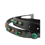 Dolce & Gabbana Black Leather Studded Silver Tone Buckle Belt BEL9256-90